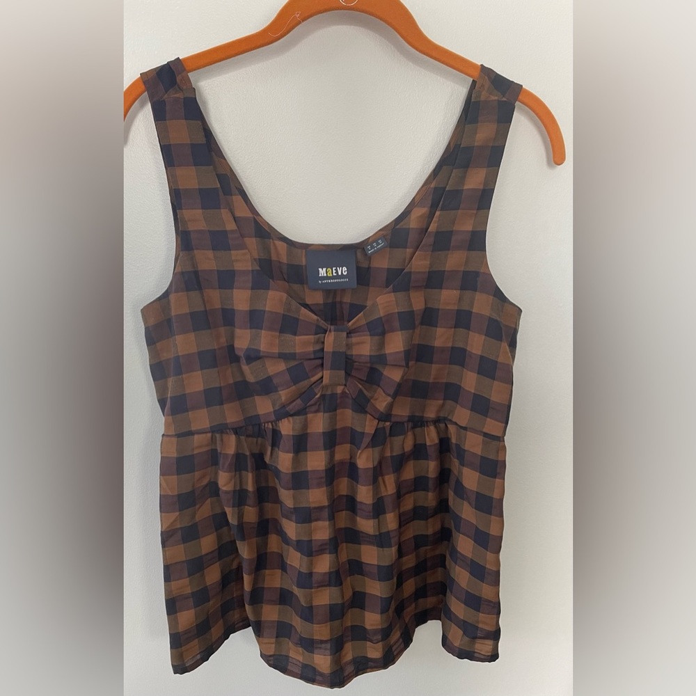 Anthropologie / Maeve brown and black check blouse, like new